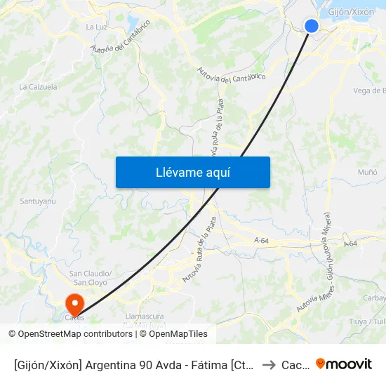 Avda. Argentina, 90 - Fátima to Caces map