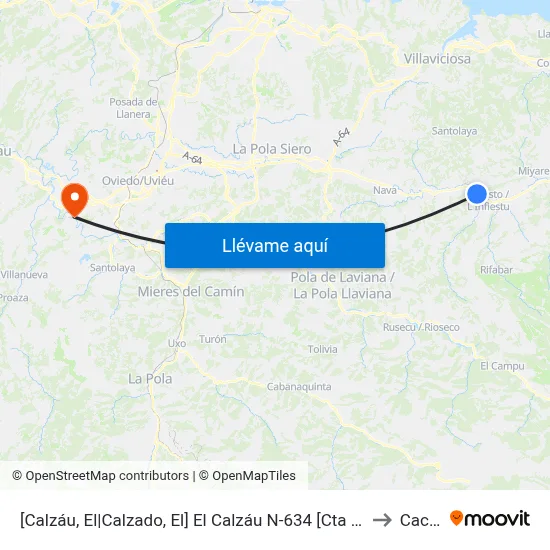 [Calzáu, El|Calzado, El]  El Calzáu N-634 [Cta 03116] to Caces map