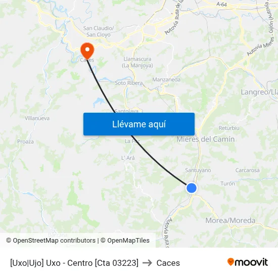 [Uxo|Ujo]  Uxo - Centro [Cta 03223] to Caces map