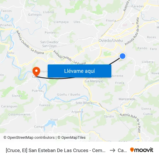[Cruce, El]  San Esteban De Las Cruces - Cementerio [Cta 03314] to Caces map