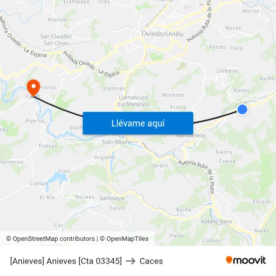 [Anieves]  Anieves [Cta 03345] to Caces map