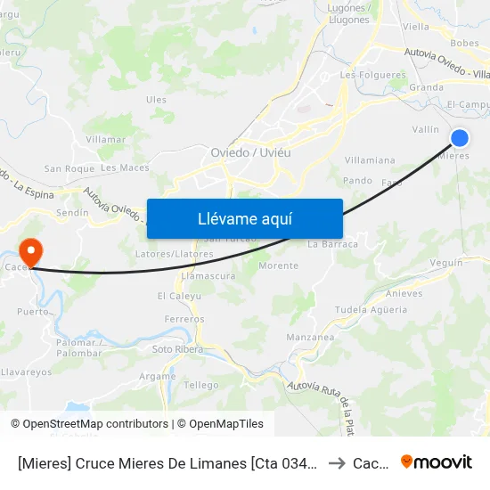 [Mieres]  Cruce Mieres De Limanes [Cta 03423] to Caces map