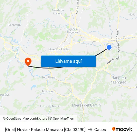 [Orial]  Hevia - Palacio Masaveu [Cta 03490] to Caces map