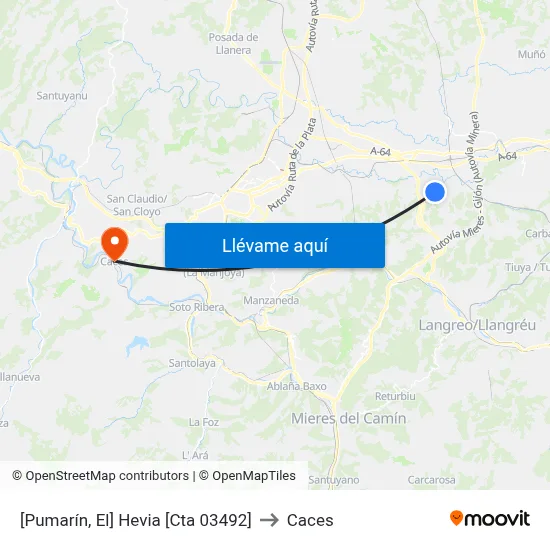 [Pumarín, El]  Hevia [Cta 03492] to Caces map