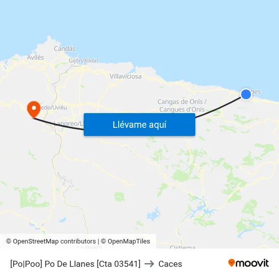 [Po|Poo]  Po De Llanes [Cta 03541] to Caces map