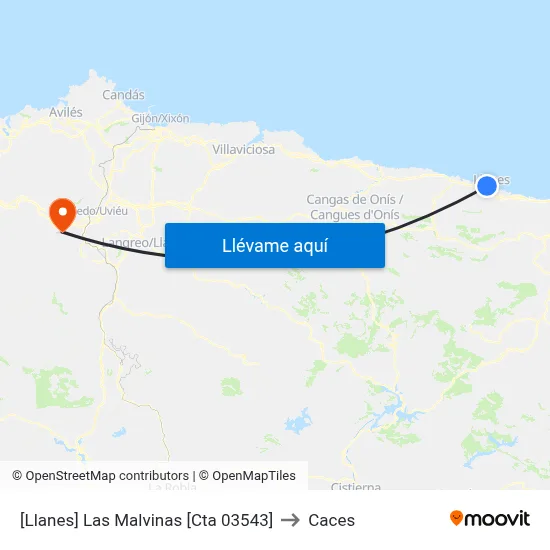 [Llanes]  Las Malvinas [Cta 03543] to Caces map