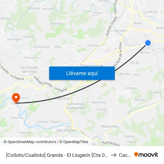 [Colloto/Cualloto]  Granda - El Llugarín [Cta 03588] to Caces map