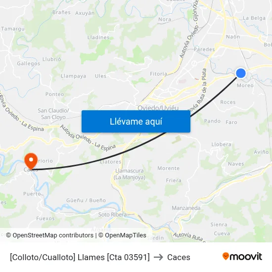 [Colloto/Cualloto]  Llames [Cta 03591] to Caces map