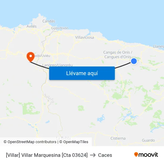 [Villar]  Villar Marquesina [Cta 03624] to Caces map