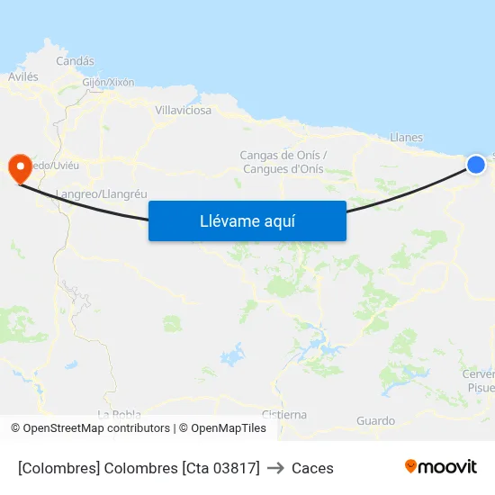 [Colombres]  Colombres [Cta 03817] to Caces map