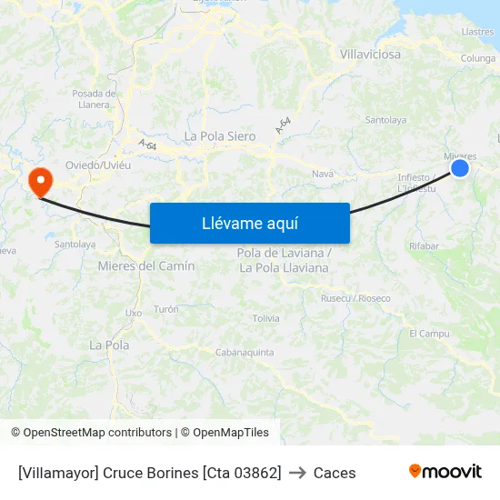 [Villamayor]  Cruce Borines [Cta 03862] to Caces map