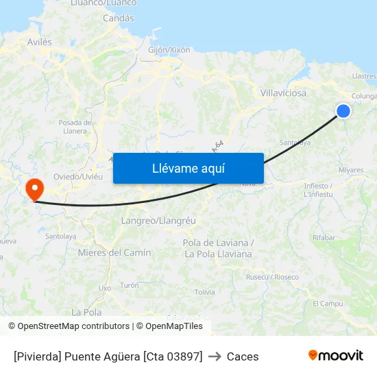 [Pivierda]  Puente Agüera [Cta 03897] to Caces map