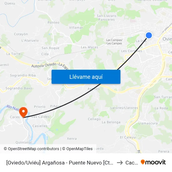 [Oviedo/Uviéu]  Argañosa - Puente Nuevo [Cta 04126] to Caces map