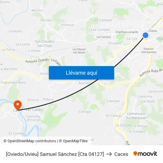 [Oviedo/Uviéu]  Samuel Sánchez [Cta 04127] to Caces map