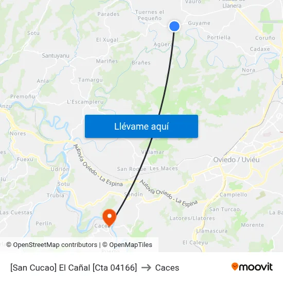 [San Cucao]  El Cañal [Cta 04166] to Caces map