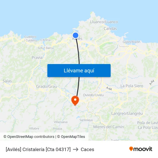 [Avilés]  Cristalería [Cta 04317] to Caces map