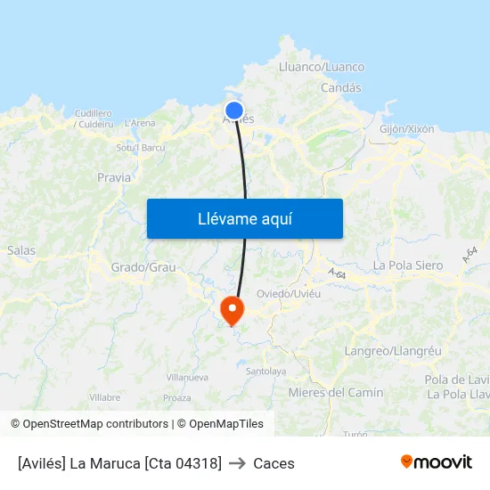 [Avilés]  La Maruca [Cta 04318] to Caces map