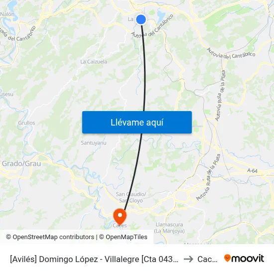 [Avilés]  Domingo López - Villalegre [Cta 04332] to Caces map