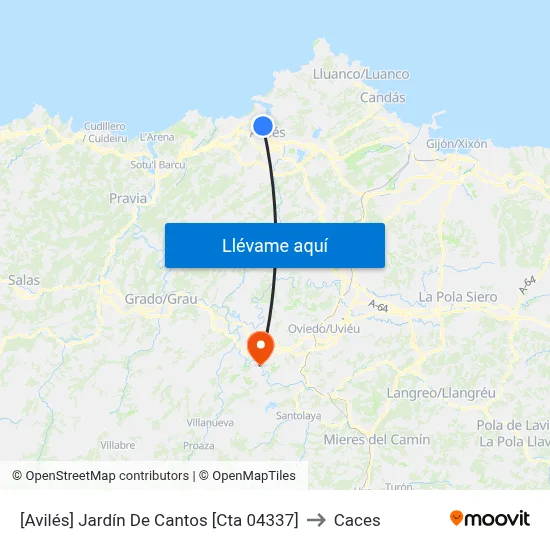 [Avilés]  Jardín De Cantos [Cta 04337] to Caces map