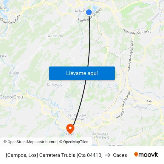 [Campos, Los]  Carretera Trubia [Cta 04410] to Caces map