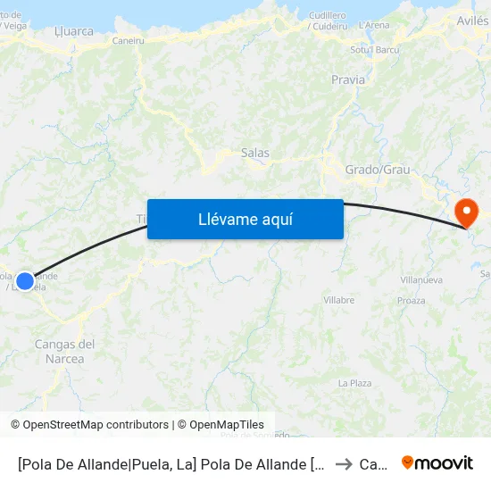 [Pola De Allande|Puela, La]  Pola De Allande [Cta 04665] to Caces map