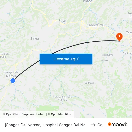 [Cangas Del Narcea]  Hospital Cangas Del Narcea [Cta 04834] to Caces map