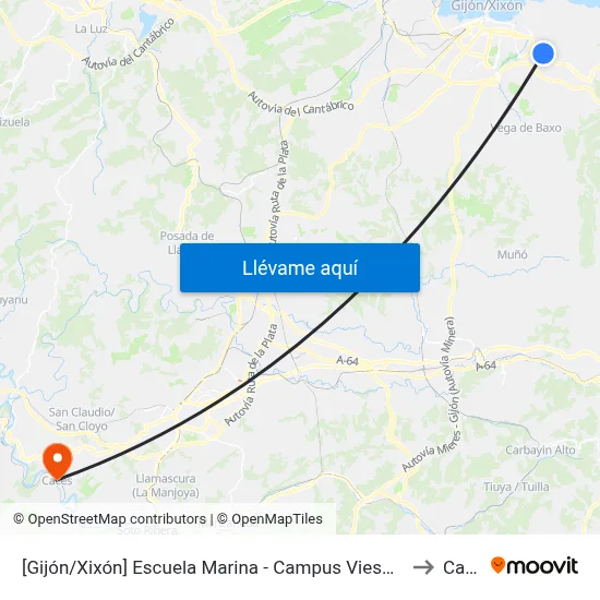Ctra. Villaviciosa (Escuela De La Marina) to Caces map