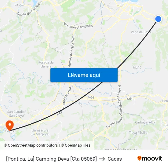 [Pontica, La]  Camping Deva [Cta 05069] to Caces map