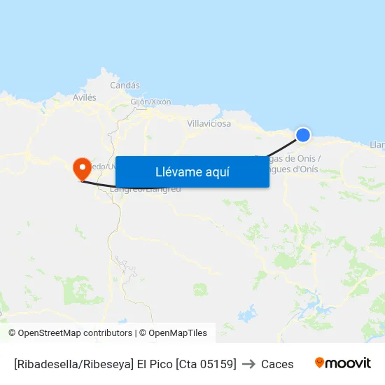[Ribadesella/Ribeseya]  El Pico [Cta 05159] to Caces map