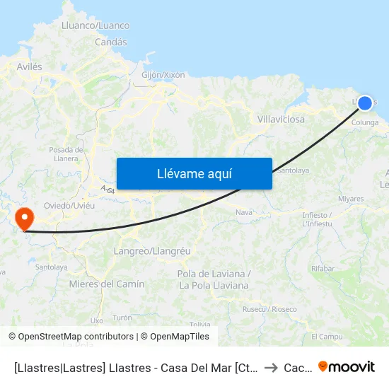 [Llastres|Lastres]  Llastres - Casa Del Mar [Cta 05196] to Caces map