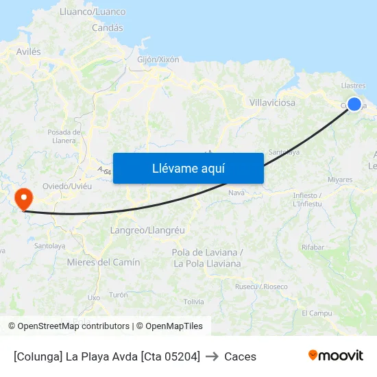 [Colunga]  La Playa Avda [Cta 05204] to Caces map