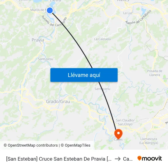 [San Esteban]  Cruce San Esteban De Pravia [Cta 05284] to Caces map