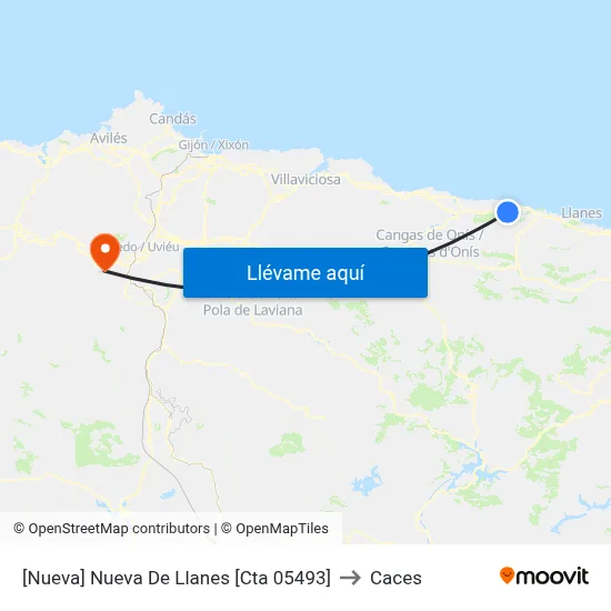 [Nueva]  Nueva De Llanes [Cta 05493] to Caces map