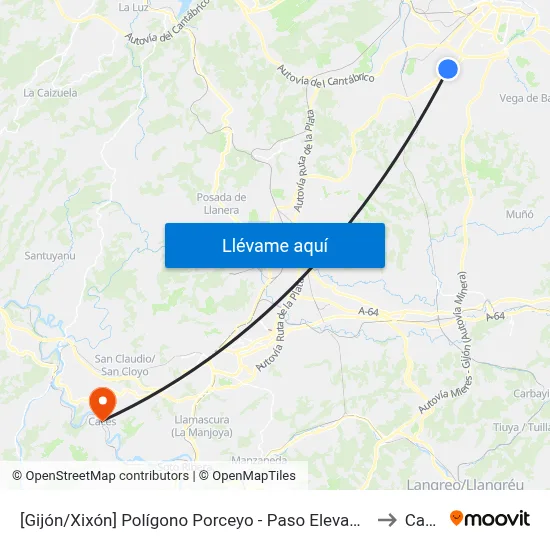 [Gijón/Xixón]  Polígono Porceyo - Paso Elevado [Cta 05500] to Caces map