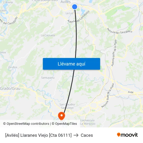 [Avilés]  Llaranes Viejo [Cta 06111] to Caces map