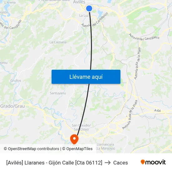 [Avilés]  Llaranes - Gijón Calle [Cta 06112] to Caces map