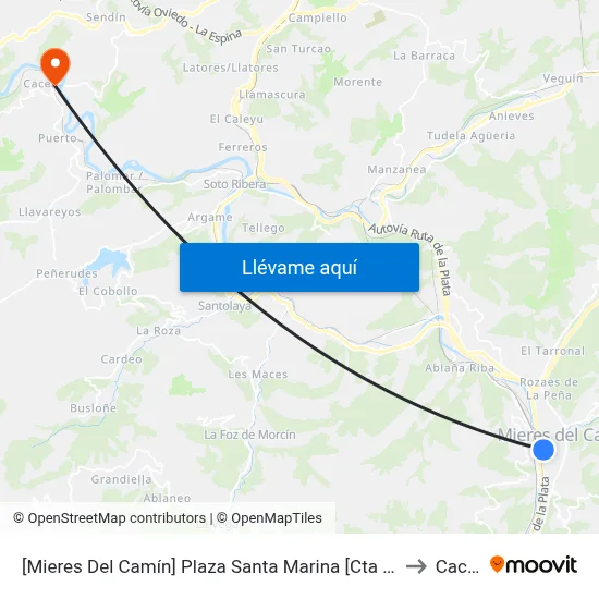 [Mieres Del Camín]  Plaza Santa Marina [Cta 06241] to Caces map