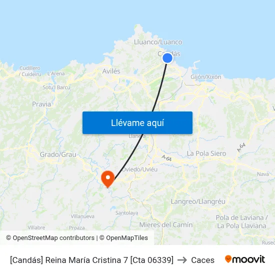 [Candás]  Reina María Cristina 7 [Cta 06339] to Caces map
