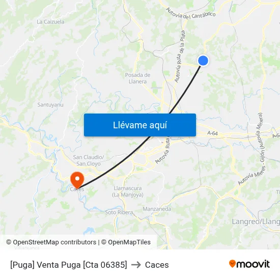 [Puga]  Venta Puga [Cta 06385] to Caces map