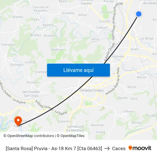 [Santa Rosa]  Pruvia - As-18 Km 7 [Cta 06463] to Caces map