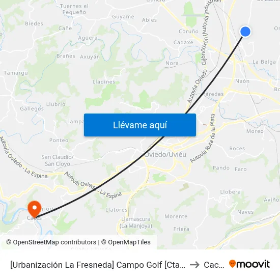 [Urbanización La Fresneda]  Campo Golf [Cta 06464] to Caces map