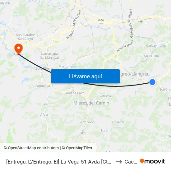 [Entregu, L'/Entrego, El]  La Vega 51 Avda [Cta 06487] to Caces map