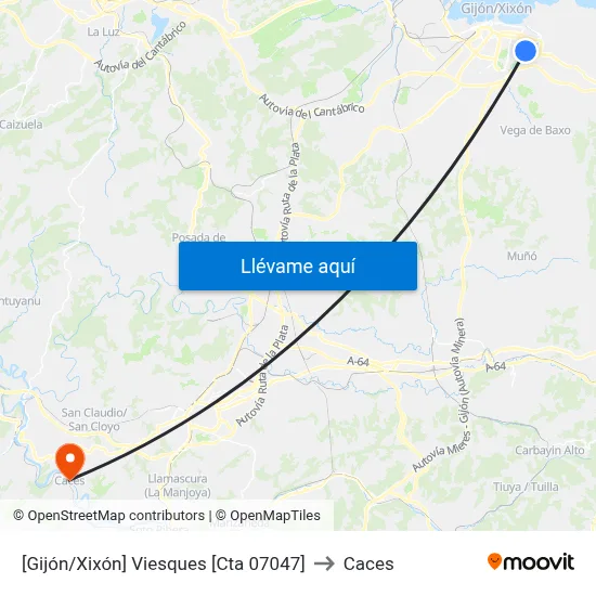 [Gijón/Xixón]  Viesques [Cta 07047] to Caces map