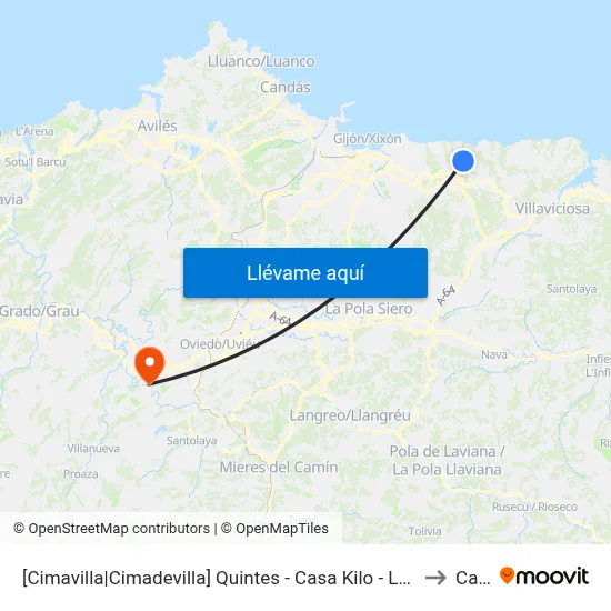 [Cimavilla|Cimadevilla]  Quintes - Casa Kilo - Las Palmeras [Cta 07157] to Caces map