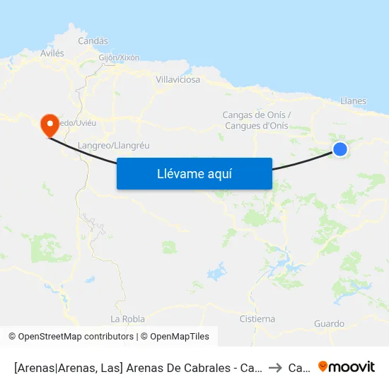 [Arenas|Arenas, Las]  Arenas De Cabrales - Camping [Cta 07201] to Caces map
