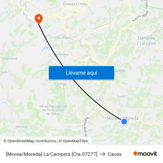 [Morea/Moreda]  La Campera [Cta 07277] to Caces map
