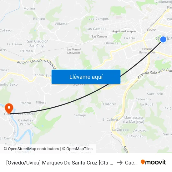 [Oviedo/Uviéu]  Marqués De Santa Cruz [Cta 07288] to Caces map