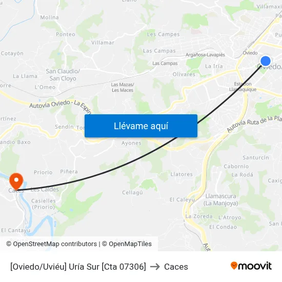 [Oviedo/Uviéu]  Uría Sur [Cta 07306] to Caces map