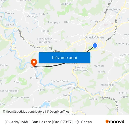 [Oviedo/Uviéu]  San Lázaro [Cta 07327] to Caces map