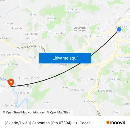 [Oviedo/Uviéu]  Cervantes [Cta 07394] to Caces map
